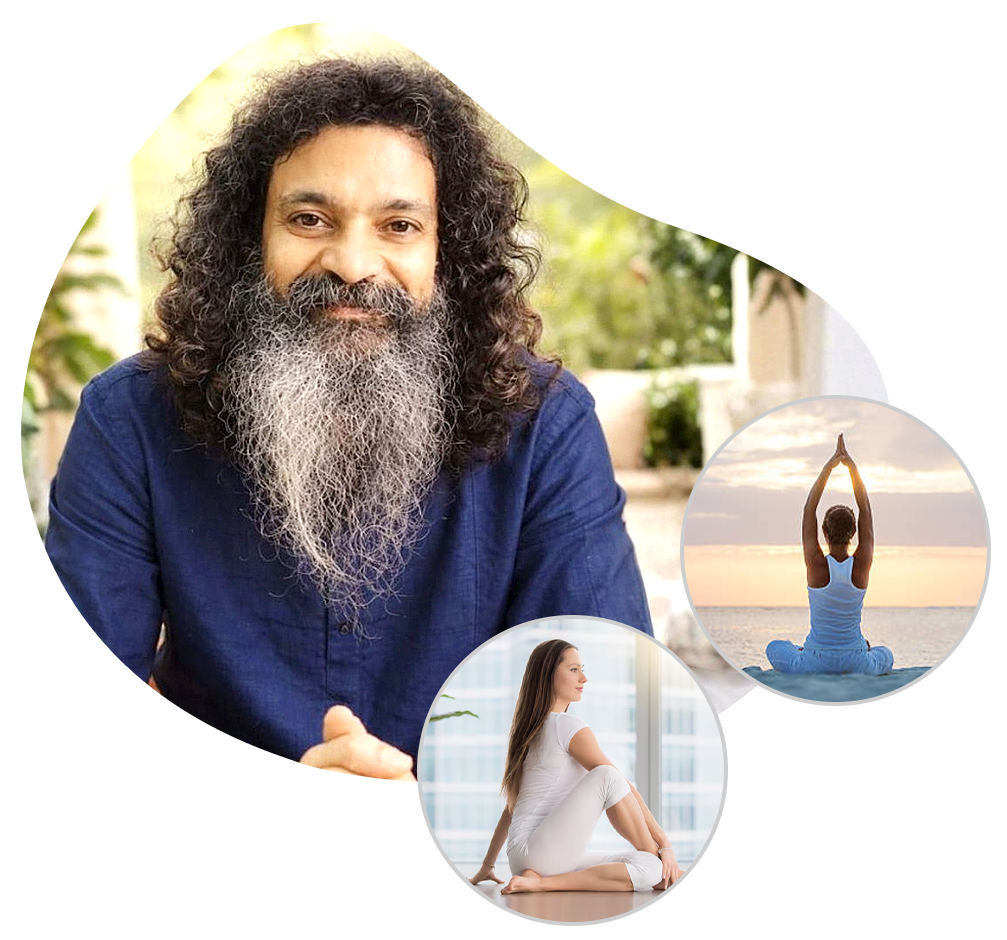 Yogacharya meditation teacher practicing ancient pranayama
